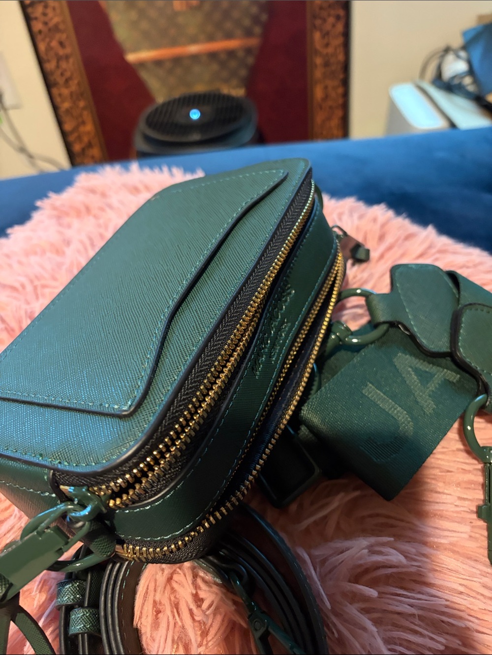 Michael Kors Dark Green Textured mini Crossbody with Removable Strap - Picture 6 of 8